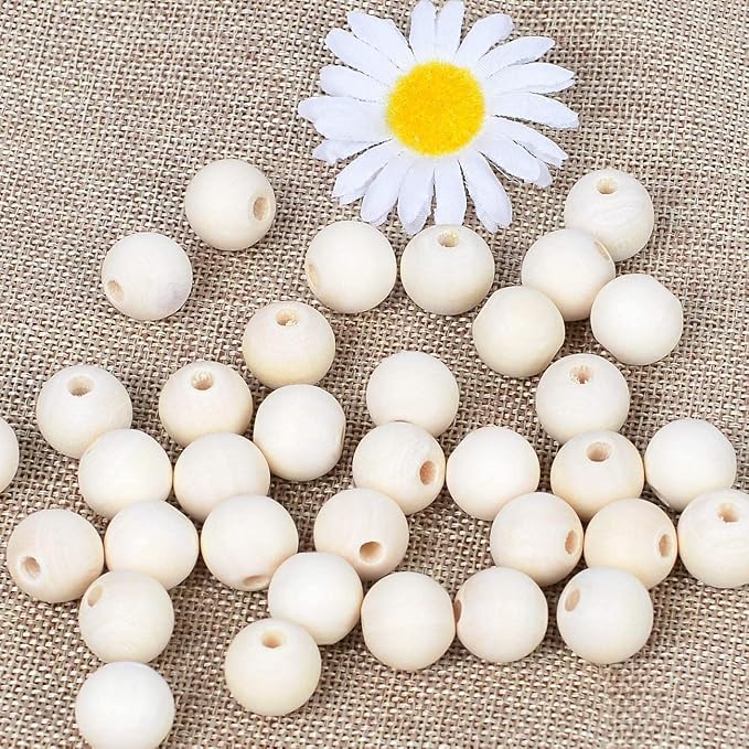 150pcs 25MM Wood Beads Natural Unfinished Round Wooden Loose Beads Wood Spacer - Image 6