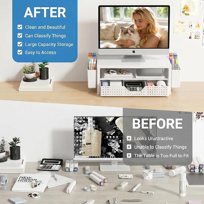 OPNICE Desk Organizers and Accessories, Computer Monitor Stand Riser - Image 2