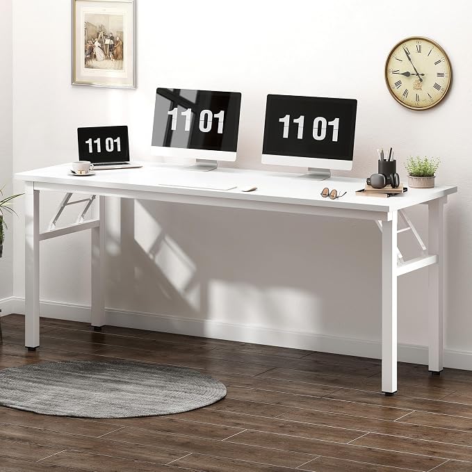Need Large Folding Computer Desk, 60 Inch Writing Table, Metal Frame, Sturdy - Image 2