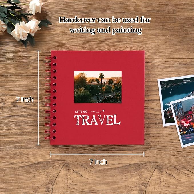 potricher 7 x 7 Inch DIY Scrapbook Album 40 Pages Hardcover Kraft Paper Scrap - Image 2