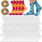 Syhood White Cotton Crew Socks for Tie dye Party Casual Soft Cushion Novelty by Syhood
