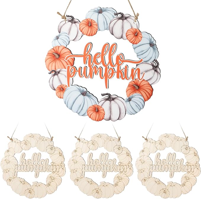 Unfinished Fall Wreaths Wood Crafts to Paint Set of 3, Unfinished Wood Cutouts by Sereliy