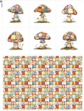 Patchwork Mushroom Cotton Fabric Panel – 6 Designs + Bonus Sheet 29.5×19.6 inch by FabricsTown