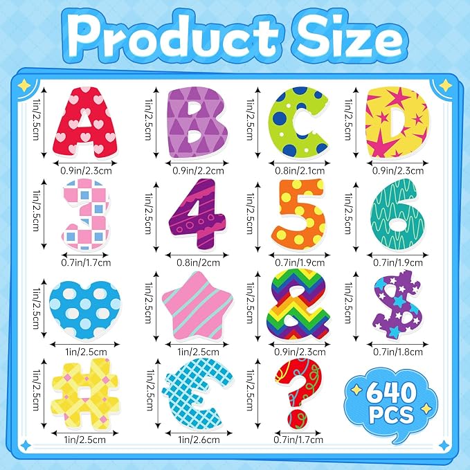 640 PCS Foam Letter Stickers for Kids Crafts, 3D Puffy Colorful Alphabet ABC - Image 2