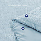 HYMOKEGE Lake Blue Duvet Cover King Size, Ultra Soft 3-Piece Seersucker Duvet - Image 3