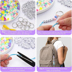 Avxzbef 566 Pcs DIY Keychain Making Kit, Letter Heart Beads Metal Key Rings - Image 2