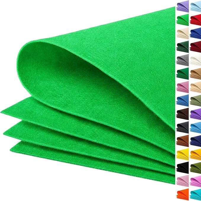 Kelly Green Large Felt Fabric 36" x 36", 1mm Stiff Felt Sheet, Nonwoven Fabric by ZANEXIR