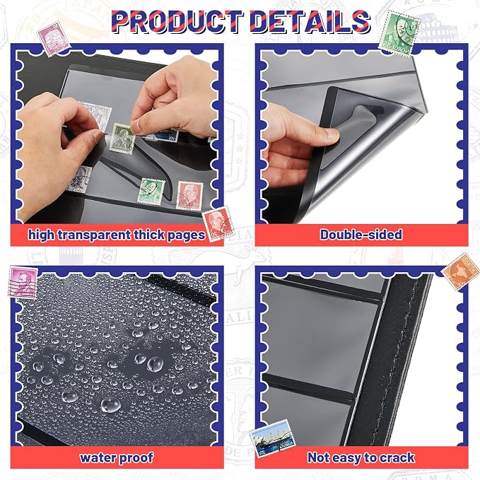 40 Sheet Stamp Pages for Stamp Album Binder 1/2/3/4 Pockets Collectors Postage - Image 4