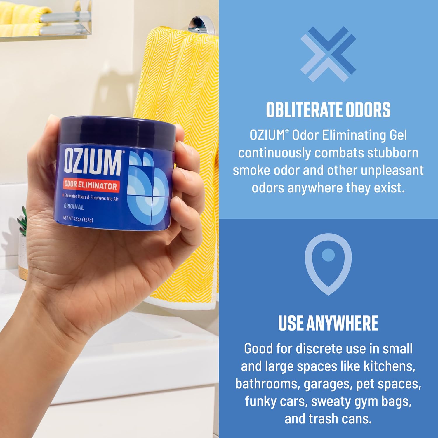 Ozium 8 Oz. Odor Eliminating Gel 6 Pack for Homes, Cars, Offices and More, 6 Pack