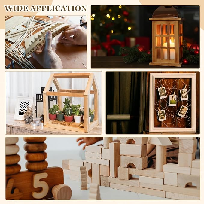 MECCANIXITY 10Pcs Wood Strips Slats, 5/32" x 1‑1/4" x 4" Thin Wood Sticks Flat - Image 7