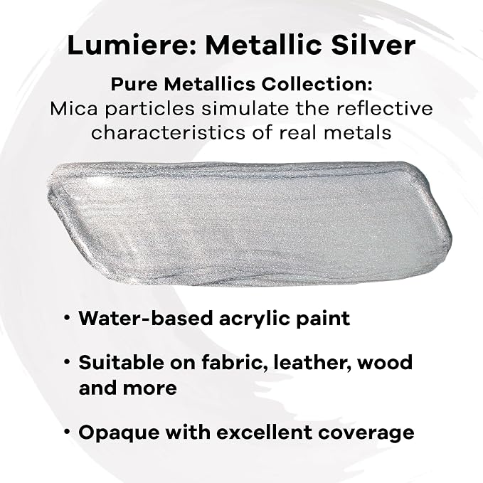 Jacquard Lumiere 2.25oz Fabric Paint Metallic Silver - Image 2