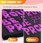 VinylRus Puff Vinyl Heat Transfer -12” x 6ft Purple Puffy 3D Iron on Vinyl - Image 3