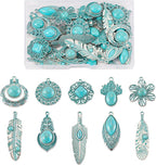30Pcs Western Charms for Jewelry Making, Tibetan Style Turquoise Charms Flower - Image 7