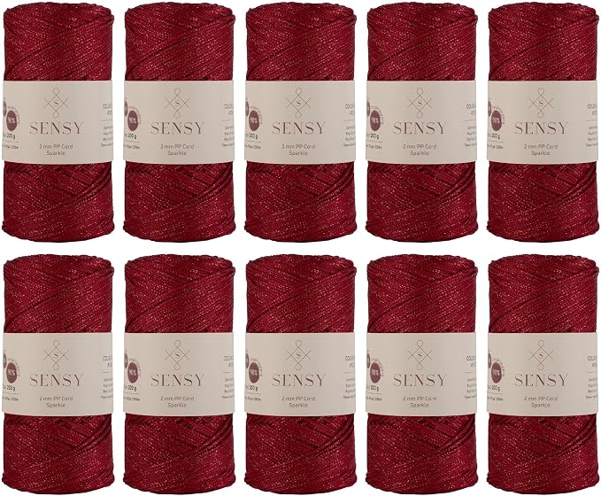 10 Skeins of Sensy Premium 2mm 251 Yards Sparkle Polyester Rope 90% by SSENSY