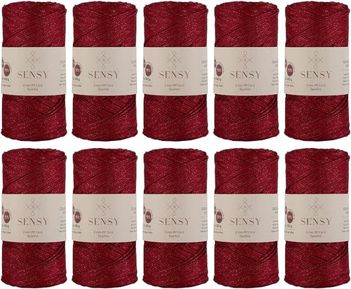 10 Skeins of Sensy Premium 2mm 251 Yards Sparkle Polyester Rope 90% by SSENSY