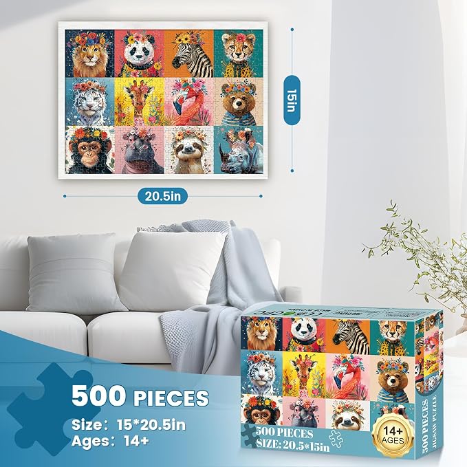 500 Piece Puzzles for Adults, Beautiful Wild Animals Jigsaw Puzzle for Adults - Image 2