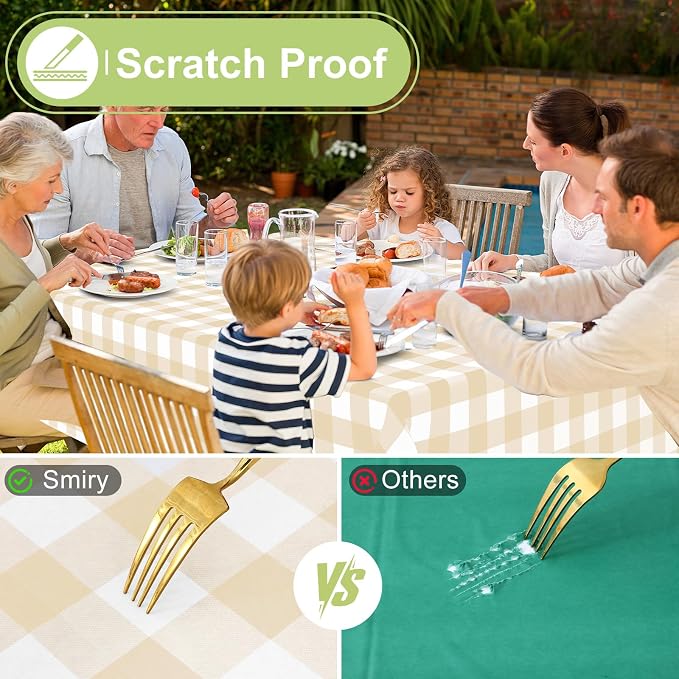 Smiry Square Table Cloth, Waterproof Vinyl Tablecloth - Image 5