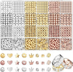 ARTDOT 1740 Pieces Gold Beads for Friendship Bracelets Making Kit, 8 Shapes by ARTDOT