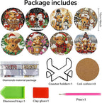8 PCS Christmas Diamond Art Coasters Kits Highland Cows Coaster Kits | Diamond - Image 2