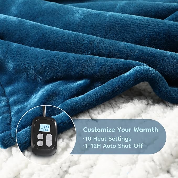 LaffyLo Electric Heated Blanket Queen Size 84 x 90, Dual Control, Fast Heating - Image 9