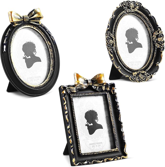 Vicenpal 3 Pcs Tiny Picture Ornate Frames 2.5 x 3.5 Inch Small Vintage Oval by Vicenpal