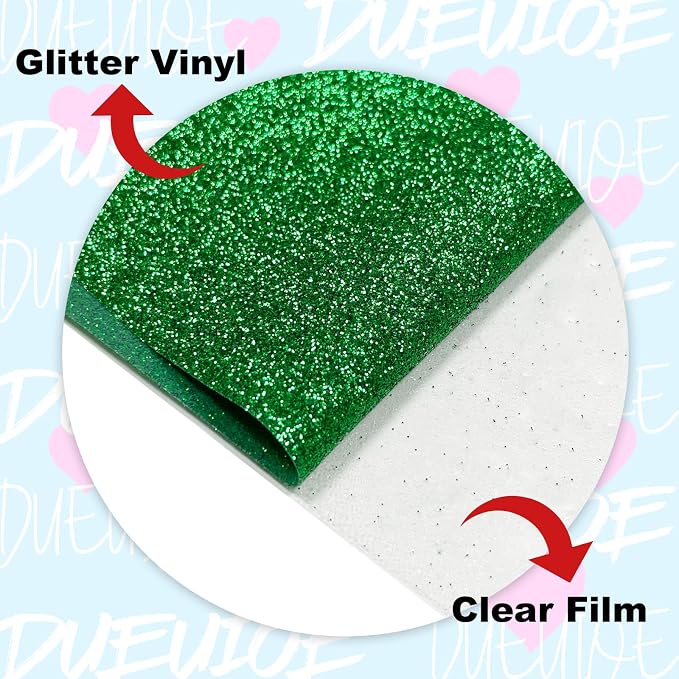 DUEUIOE Grass Green Glitter HTV Heat Transfer Vinyl Roll - Image 3