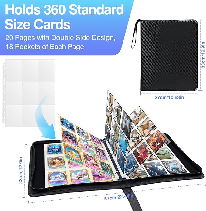 360 Pockets Binder Card Sleeves Double-Sided 9 Pocket Trading Card Pages - Image 3
