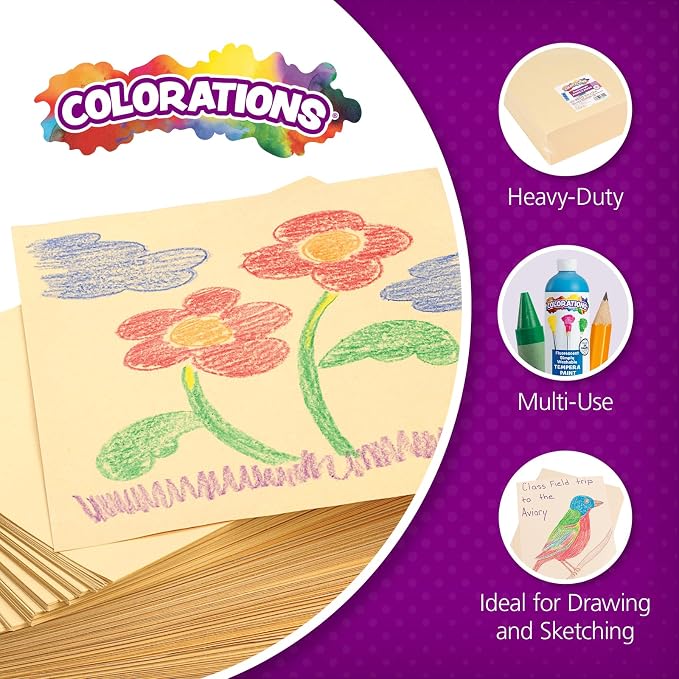 Colorations Heavyweight Manila Paper, 50 lb, 500 Sheets | School & Art Supplies - Image 4