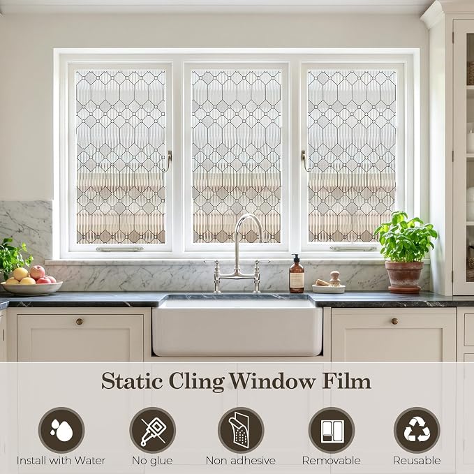 SUNBABY Reeded Glass Window Privacy Film, Decorative Frosted Glass Window Film - Image 9