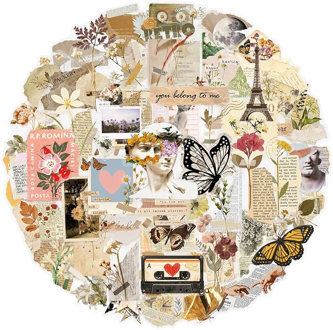 50Pcs Retro Newspaper Clippings PET Stickers - Image 7
