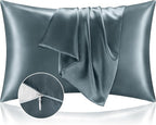 BEDELITE Satin Pillowcase with Zipper, Space Grey Pillow Cases Queen Size Set by BEDELITE