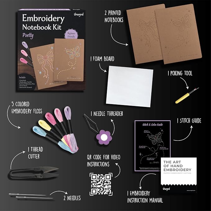 Unwynd Embroidery Notebook Kit Pretty, Embroidery Kit - Image 2