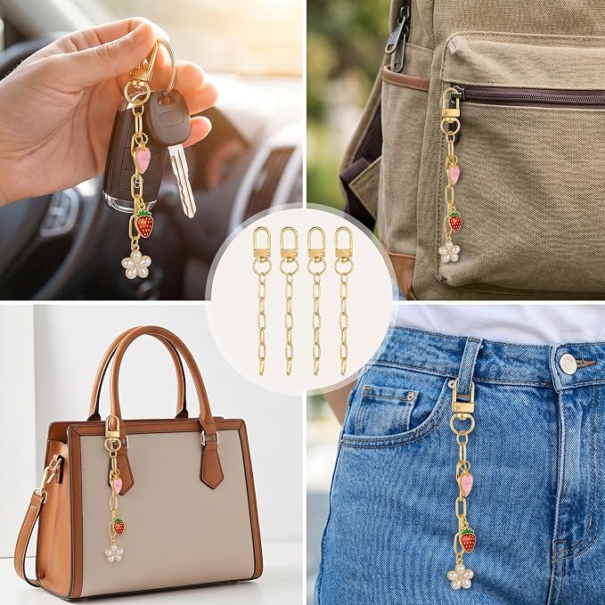 LXUEJIE 20 Pcs Gold Keychain Making Kit, Metal Bag Charms - Image 5