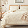 Zzlpp Queen Comforter Set 7 Pieces, Cream Tufted Bed in a Bag by ZZLPP