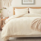 Zzlpp Queen Comforter Set 7 Pieces, Cream Tufted Bed in a Bag by ZZLPP