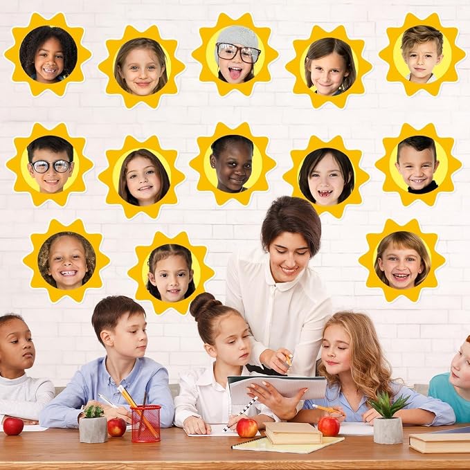 gisgfim 80Pcs Summer Sun Cutouts Sunshine Decorations Bulletin Board Yellow Sun - Image 5