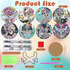 ijbnhd 8 PCS Skull Diamond Art Coasters Kit Diamond Painting Coasters | Skull - Image 3