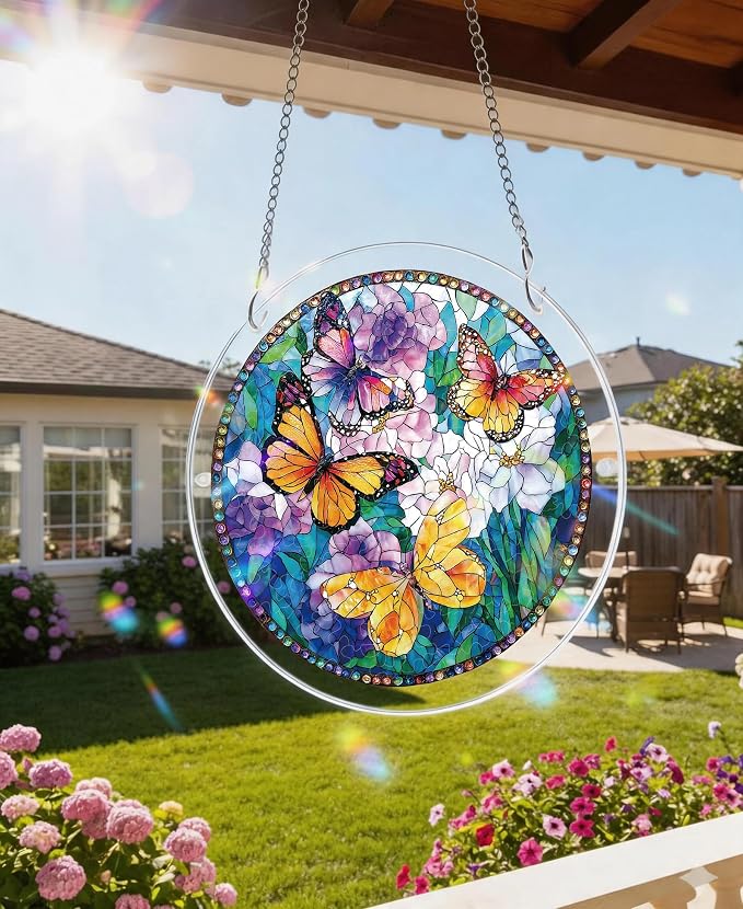 Acrylic Puzzle Suncatcher, Colorful Butterfly Flower Sun Catcher - Image 2