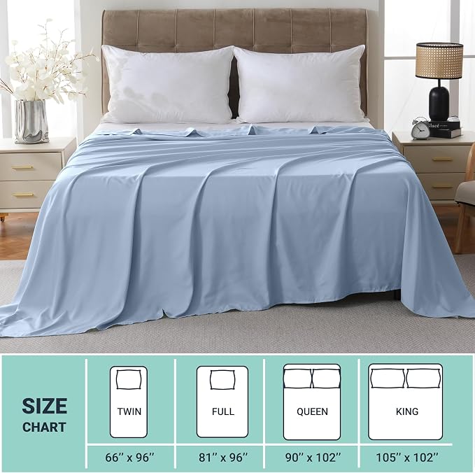 ZPECC King Flat Sheet Only 6 Pack, Durable Light Blue Top Bed Sheets - Image 5