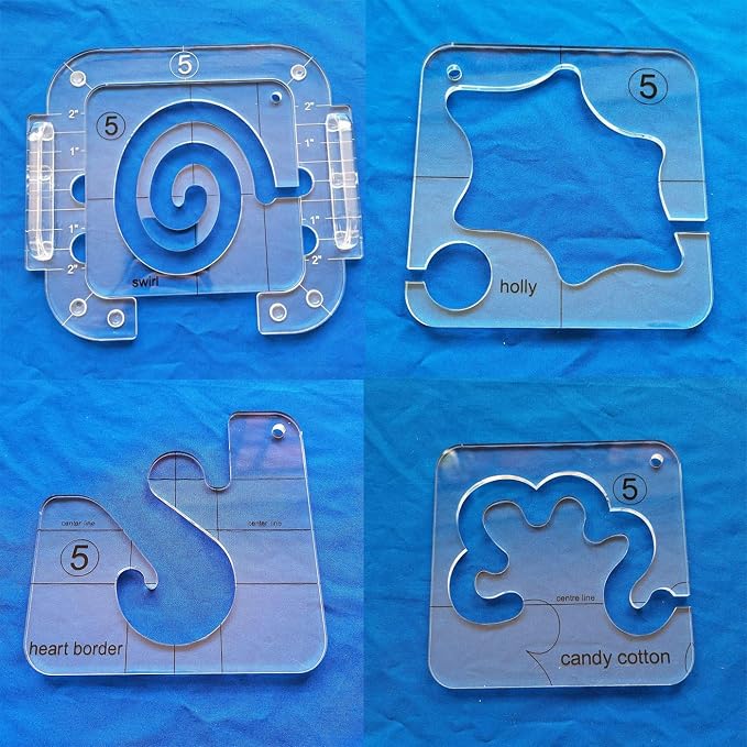 4PCS Free Motion Quilting Template Series 5 by Bequilter