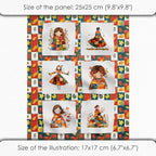 Autumn Girls Patchwork Cotton Fabric Panel – 6 Designs + Bonus Patchwork Sheet - Image 6