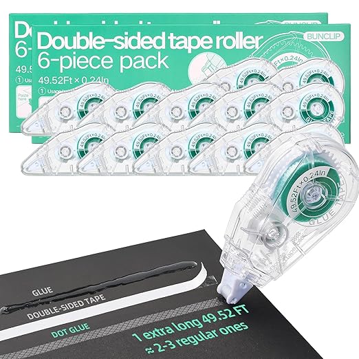 12-Pack Scrapbook Glue Tape Runner, 49.52ft No Residue Double-Sided | 0.24 inch by Unknown