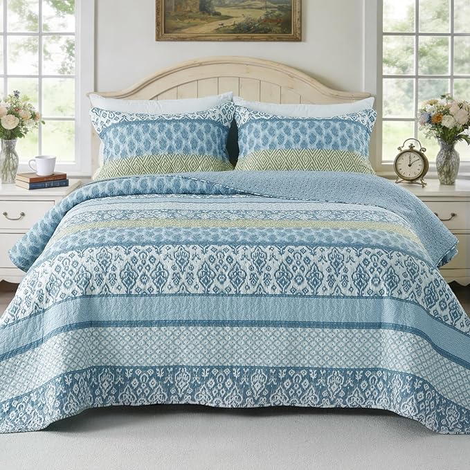 GOONE Twin Quilt Set 68"x86", Lightweight Washed Coverlet, Reversible Spring & - Image 8