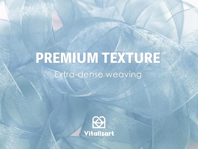 Vitalizart Dusty Blue Ribbon Organza Sheer Ribbon 1 inch x 30Yd Handmade Fabric - Image 4