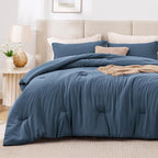 Love's cabin Navy Blue Full Comforter Set, 3-Piece Prewashed Bed Set - Image 2