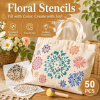 50 Pcs Large Mandala Stencils for Painting, 3.93 X 3.93 Inch Flower Stencils - Image 3