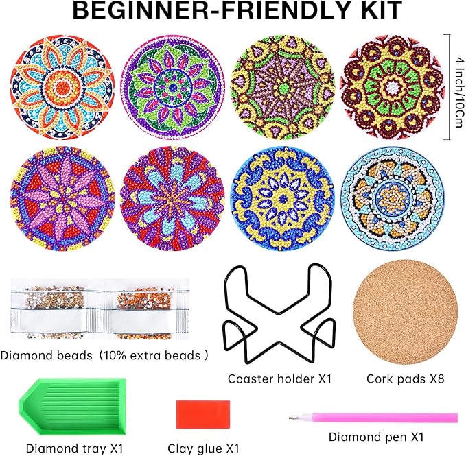 Mandala Diamond Art Painting Coasters Kit - Image 2