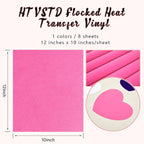 HTVSTD Hot Pink Flock Heat Transfer Vinyl 8pcs 12×10in Iron on Vinyl | Colorful - Image 2