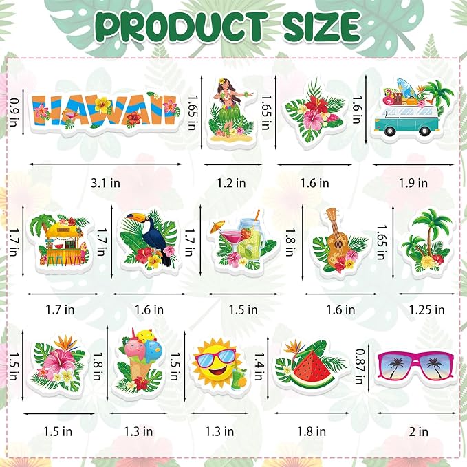 300Pcs Summer Foam Stickers, Colored Hawaii Palm Leaf Flower Foam Sticker Self - Image 7