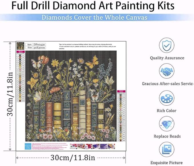 EIBEILI Diamond Art Kits for Adults-Book Flower Diamond Painting Wall Art | - Image 5